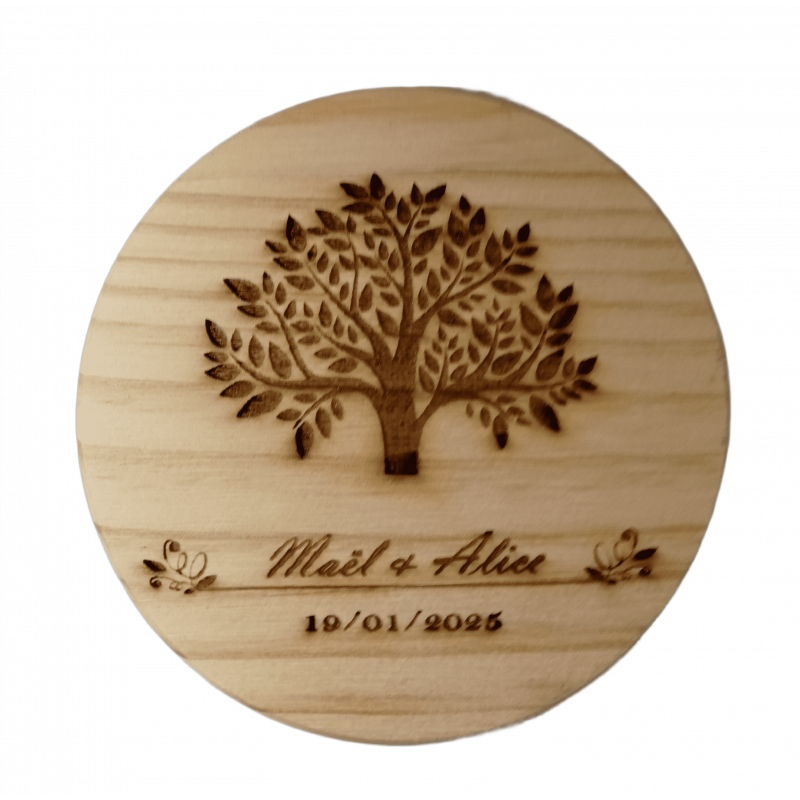 Rondelle de bois gravé